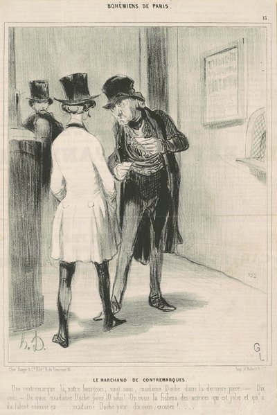 De verkoper van toegangsbewijzen door Honoré Daumier