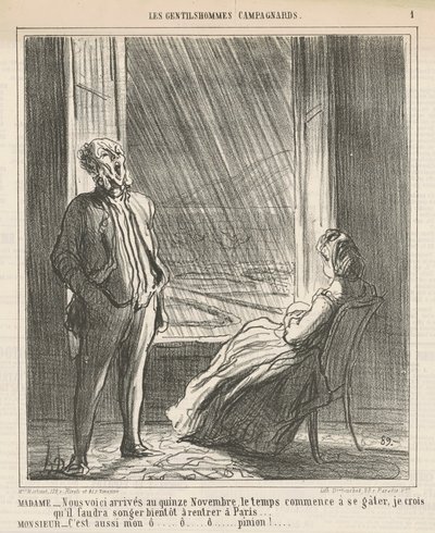 Mevrouw... Hier zijn we... op vijftien november door Honoré Daumier