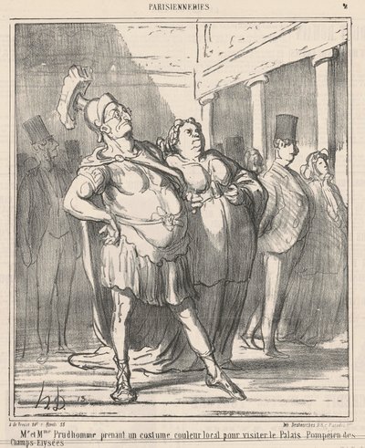 De heer en mevrouw Prudhomme nemen een... door Honoré Daumier