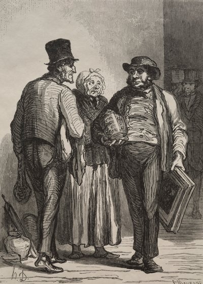 De veilingkamer: De kooplieden door Honoré Daumier