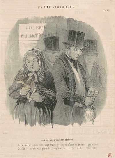 Een Filantropische Loterij door Honoré Daumier