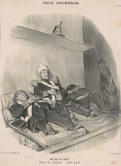 Een nacht op het politiebureau door Honoré Daumier