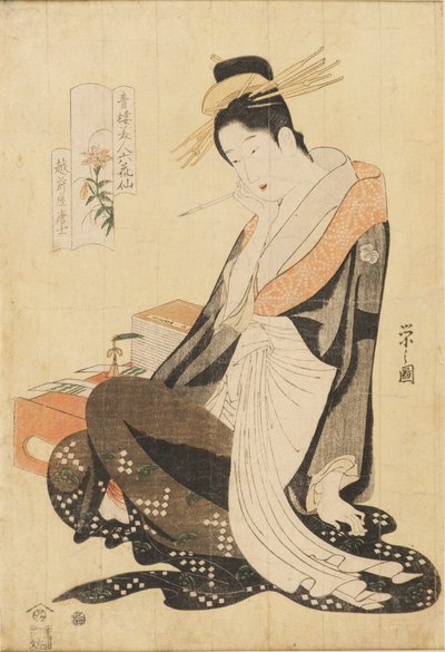 De courtisane Morokoshi van Echizen-ya, ca. 1794-1795 door Hosoda Eishi