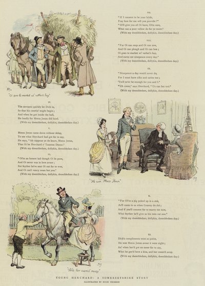 Jonge Herchard, een verhaal uit Somerset (chromolitho) door Hugh Thomson