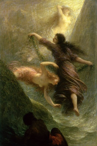 Rheingold, eerste scène, 1888 door Ignace Henri Jean Fantin Latour