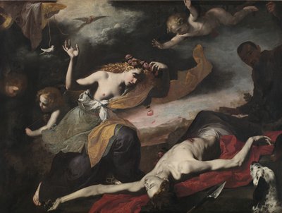 Venus ontdekt de dode Adonis, ca. 1650 door Italian School