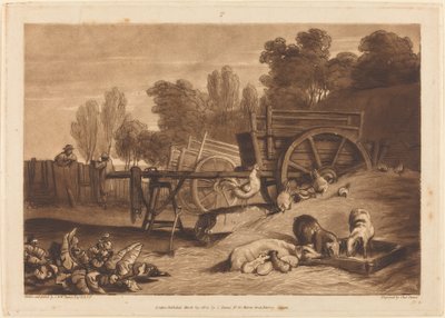 De boerderij met de haan, gepubliceerd 1809 door Joseph Mallord William Turner