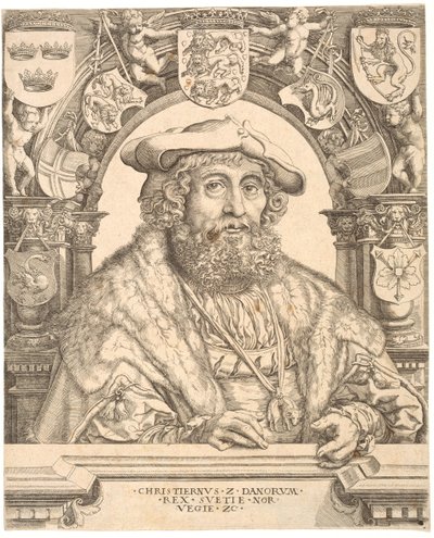 Koning Christiaan II van Denemarken door Jacob Binck