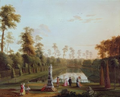 Het bassin in de dierentuin door Jacob Philipp Hackert