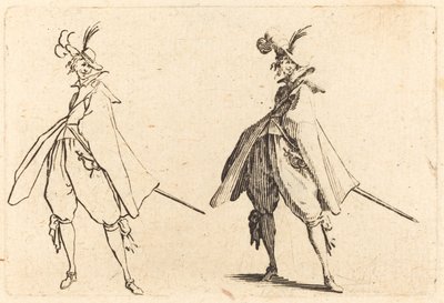 Heer in Grote Mantel, Vooraanzicht door Jacques Callot