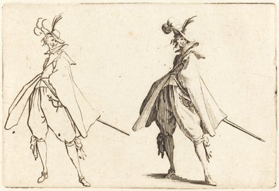 Heer in Grote Mantel, Vooraanzicht door Jacques Callot