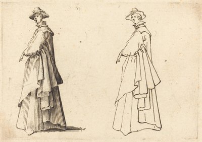 Dame in een Grote Jas door Jacques Callot