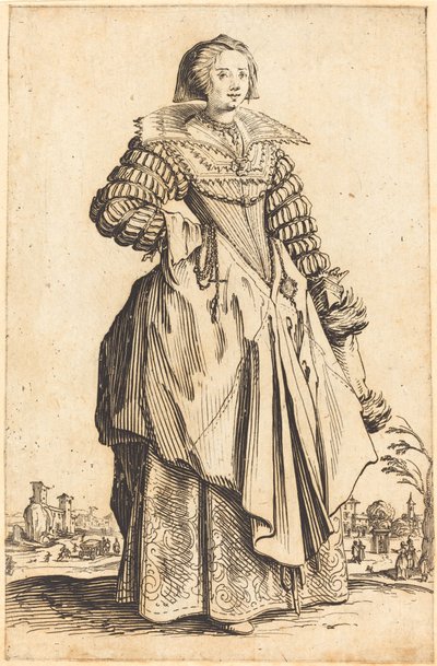 Adellijke vrouw met grote kraag door Jacques Callot