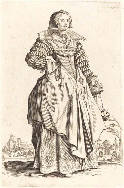 Adellijke Vrouw met Grote Kraag door Jacques Callot