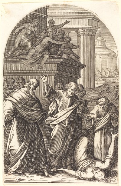 Sapphira gestraft door de dood, 1608-1611 door Jacques Callot