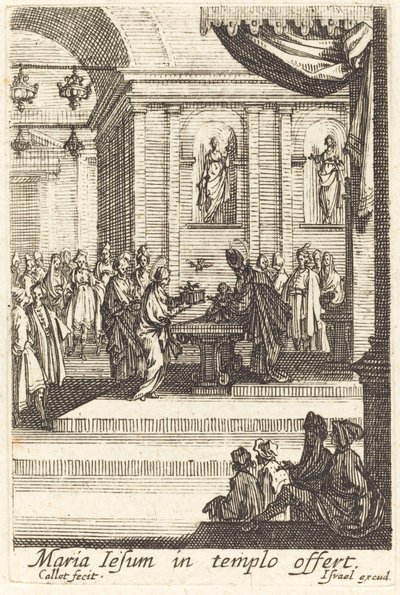 De Maagd presenteert Jezus in de tempel door Jacques Callot