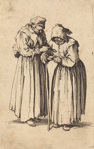 Twee bedelende vrouwen door Jacques Callot