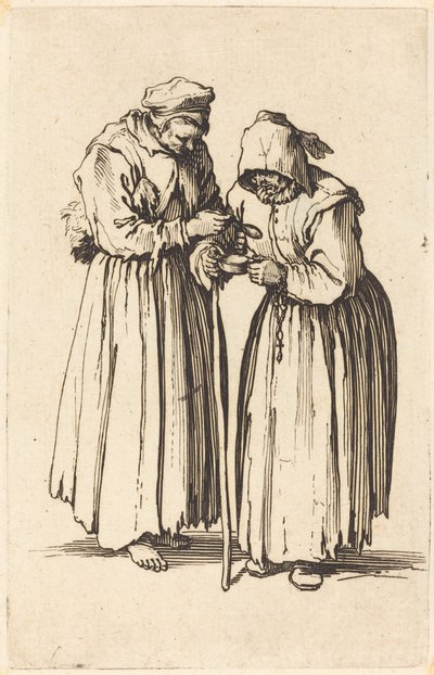 Twee bedelaressen, ca. 1622 door Jacques Callot