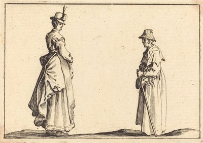 Twee vrouwen in profiel door Jacques Callot