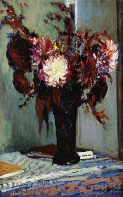 Chrysanten in een vaas door Jacques Emile Blanche