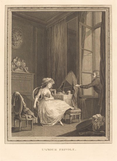 De Frivole Liefde door Jacques Firmin Beauvarlet after Pierre Antoine Baudouin