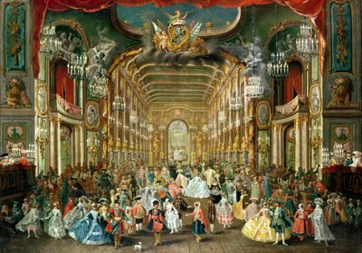 Gemaskerd Bal in het Hoftheater, Bonn, 1754 door Jakob Rousseau