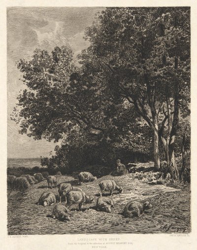 Landschap met Schapen, naar Ch-Jacque door James David Smillie