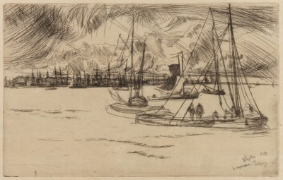 Amsterdam, vanaf het Tolhuis door James Abbott McNeill Whistler