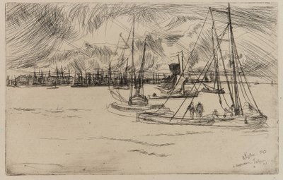 Amsterdam, vanaf het Tolhuis door James Abbott McNeill Whistler