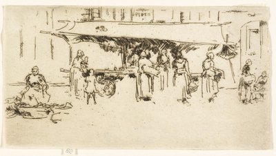 Kraam, Marktplein, Loches door James Abbott McNeill Whistler