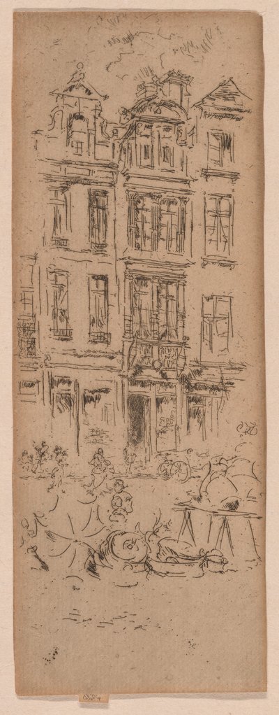 Bloemenmarkt, Brussel door James Abbott McNeill Whistler