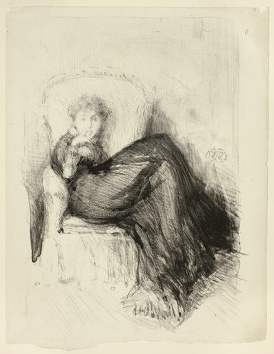 Studie: Maud zittend door James Abbott McNeill Whistler