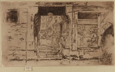 De viswinkel, Venetië door James Abbott McNeill Whistler