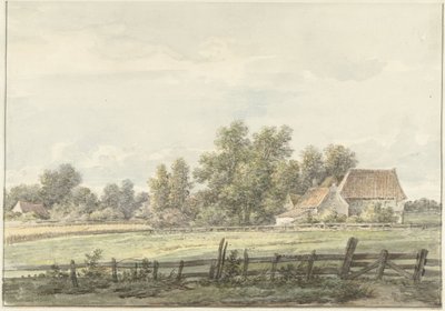 Landschap met boerderij door Jan Hulswit