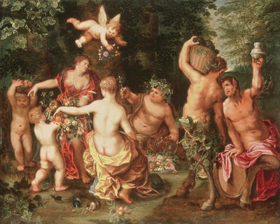 Een allegorie van overvloed door Jan II Brueghel