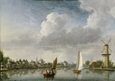 De Spaarne rivier in Haarlem, 1750 door Jan Ten Compe