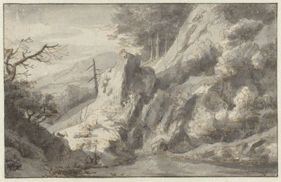 Berglandschap met een dode conifeer door Jan van Aken