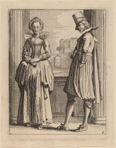 Twee Figuren in Kostuum door Jan van de Velde II