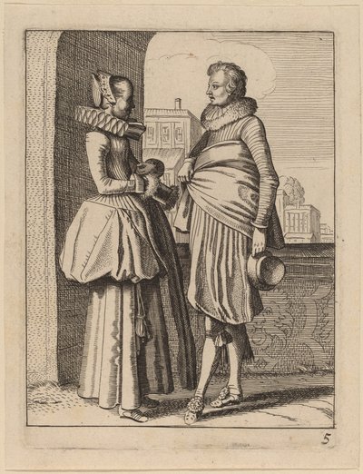 Twee Figuren in Kostuum door Jan van de Velde II