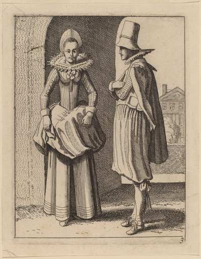 Twee Figuren in Kostuum door Jan van de Velde II