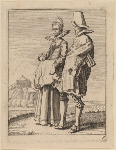 Twee figuren in kostuum door Jan van de Velde II