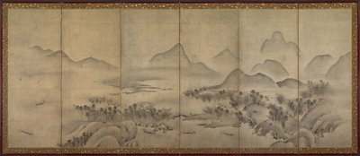 Landschap bij maanlicht (een van een paar) door Japan, Muromachi period