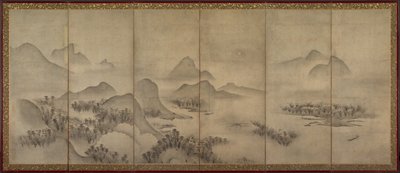 Landschap bij maanlicht (een van een paar) door Japan, Muromachi period