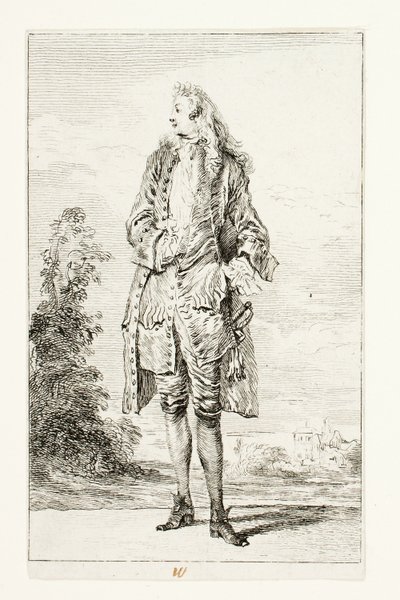 Heer, Hand in Vest door Jean Antoine Watteau