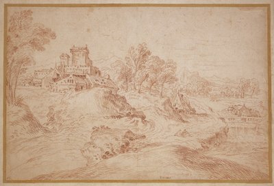 Landschap met een kasteel, 1716-18 door Jean Antoine Watteau