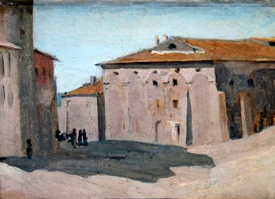 Piazza Amarino door Jean Baptiste Camille Corot