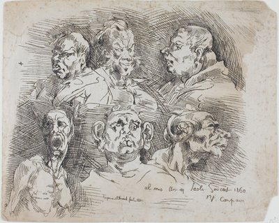 Studies van Hoofden door Jean Baptiste Carpeaux