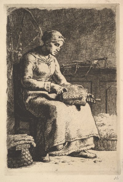 De wolkammer, 1834-75 door Jean Francois Millet