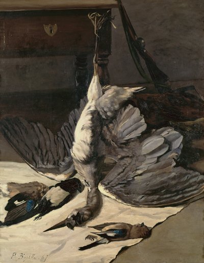 Stilleven met reiger door Jean Frederic Bazille