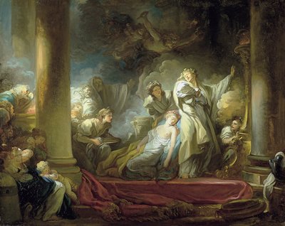 Het offer van Caliroe door Jean Honore Fragonard